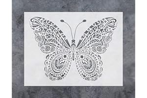 G GSS DESIGNS GSS Designs Butterfly Wall Decor Stencil - Mandala Butterfly Stencil (12x16 Inch) Painting on Floor Wall Fabric Furniture Wood Stencils -Reusable Template for Wall Decals Transfer(SL-024)