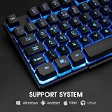 Rii RK100 Gaming Keyboard 105 Keys Red Purple Blue Backlit UK Layout view 4