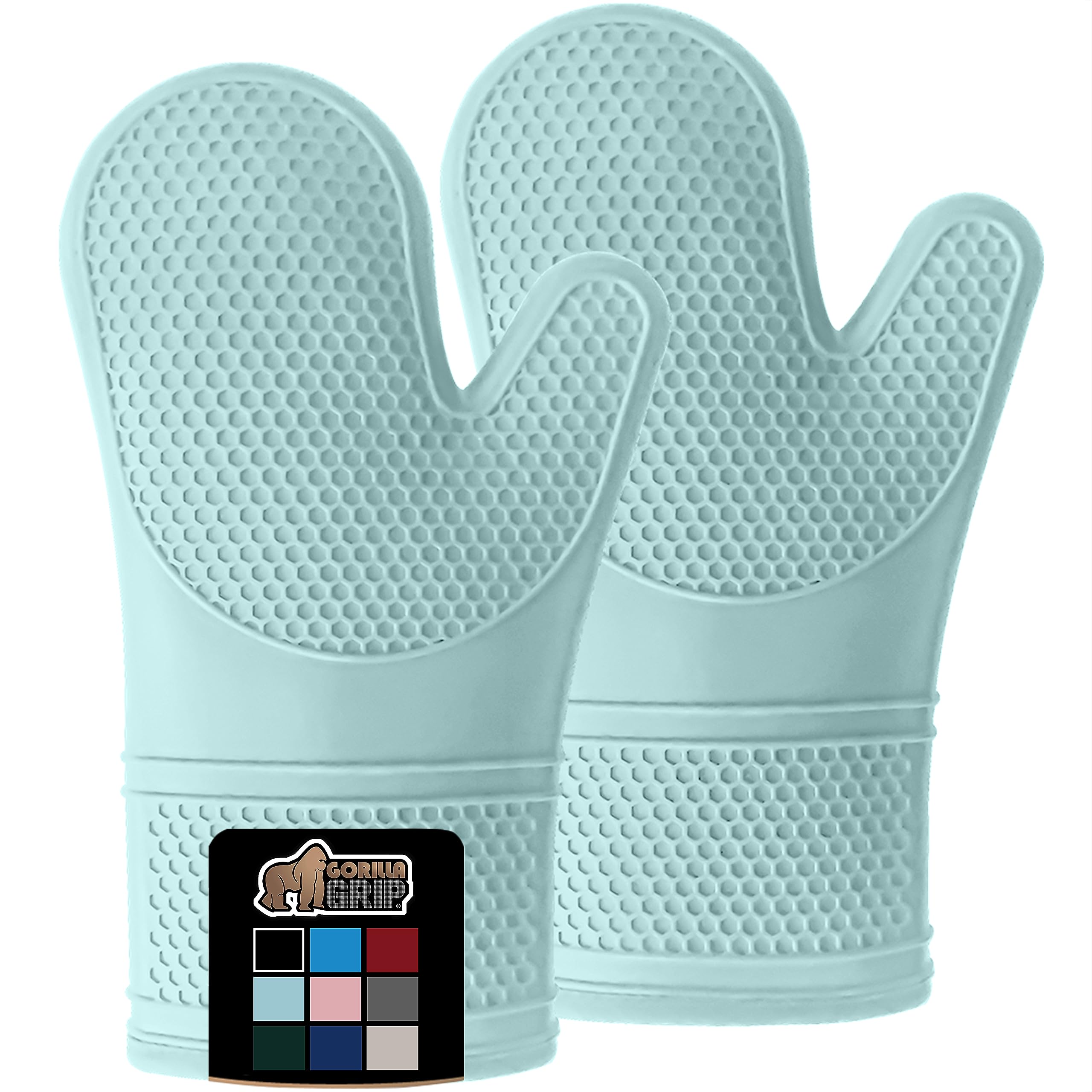 Gorilla Grip Heat and Slip Resistant Silicone Oven Mitts Set, Soft
