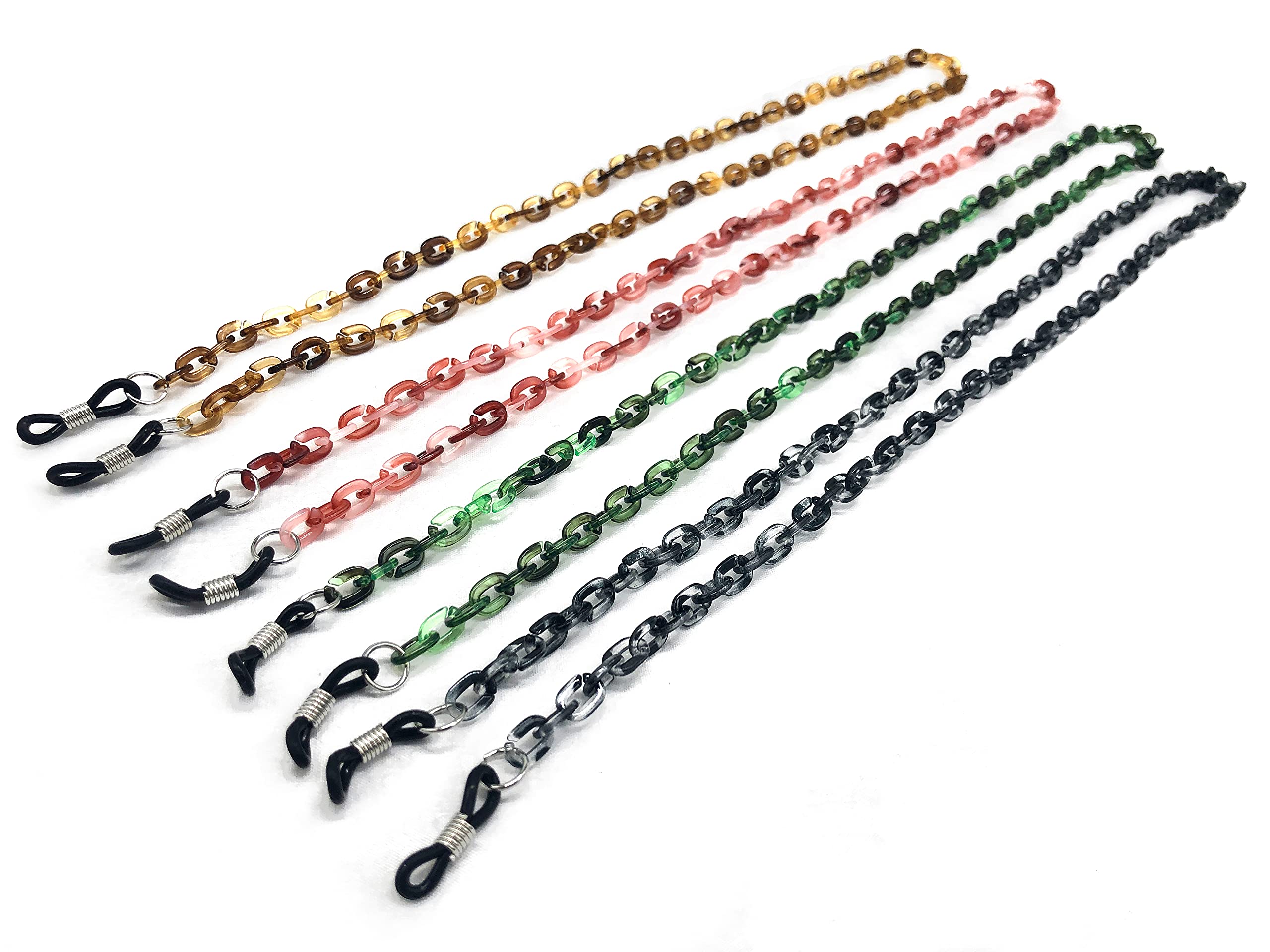 GoOptical Mottle Fade Acrylic Glasses Chain Eyewear Holder 8mm x 6mm (4 Pack, 1 of each)