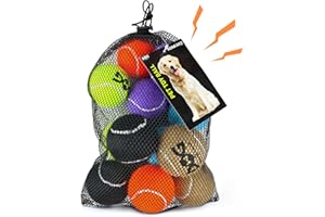 INSUM Squeaky Dog Ball, 12 Pack Multi-Color Dog Toys for Small Medium/Large Dogs, Non-Toxic SGS Certified, Interactive Pet To