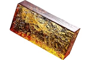 BOLDWAY 1 Pack-7.9"x3.9"x2" Amber Glass Block-ice Crystal Patterned Rectangular Solid Glass Brick - Used in Building Fields Such as Wall partitions, as Well as for DIY Lighting fixtures, DIY Tables etc.