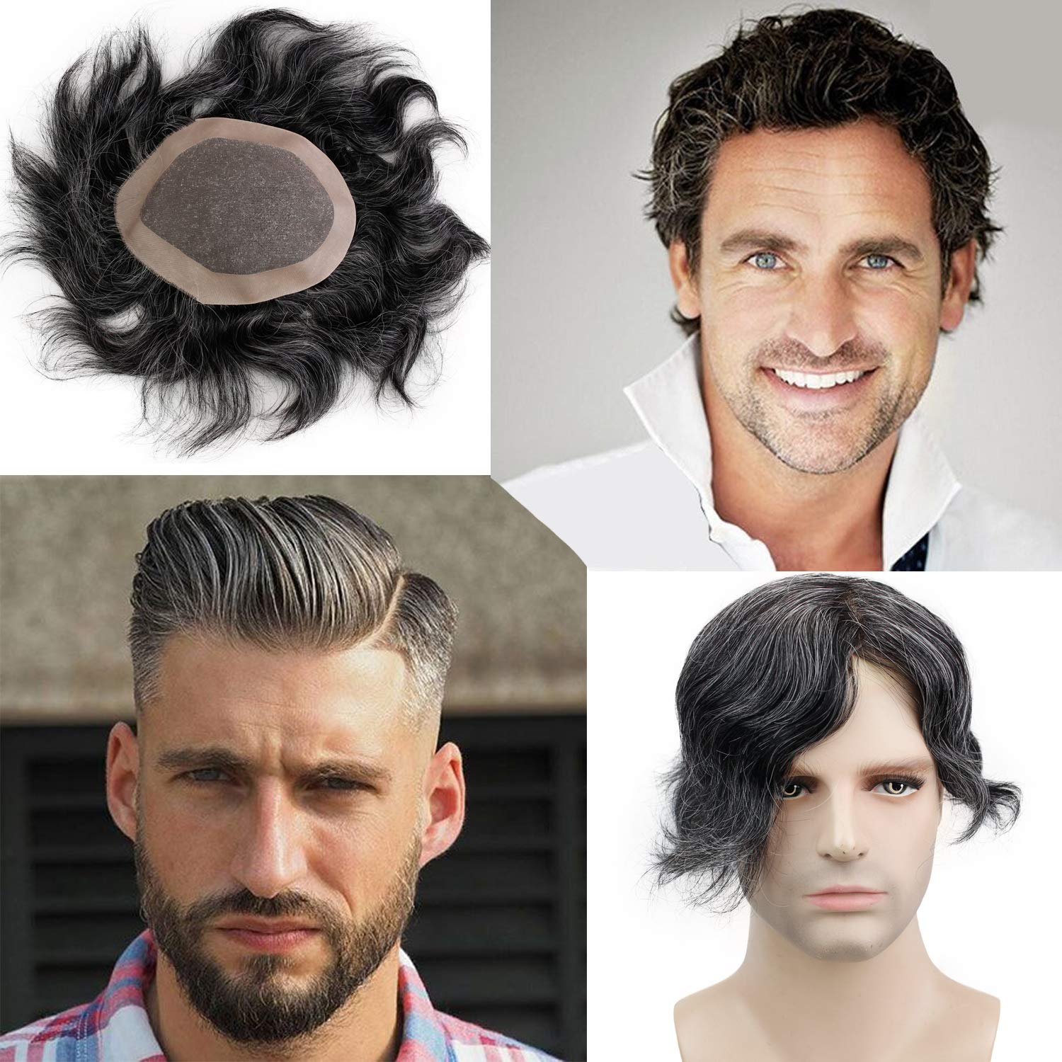 Amazon Com Rossy Nancy Skin Men S Human Hair Wigs Toupee Mono