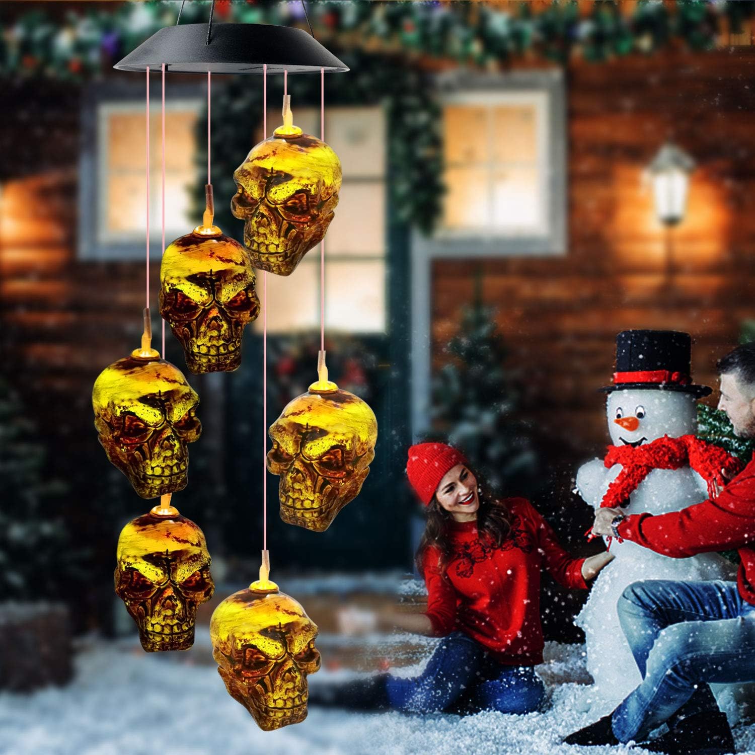 Xmas Party Decor Skeleton Skull String Night Light Funny Home Decoration Solar Powerd Led Wind Chimes Hanging Light Outdoor Decor Patio Lawn Garden Urbytus Com