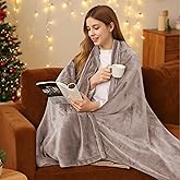 BRILLIO Electric Heated Blanket 72"x84" Full Size Flannel Fleece - 4 Heat Settings & 10H Auto Shut Off for Safe Overnight Use, Fast Heating, Machine Washable for Bed, Couch, Office - Brown