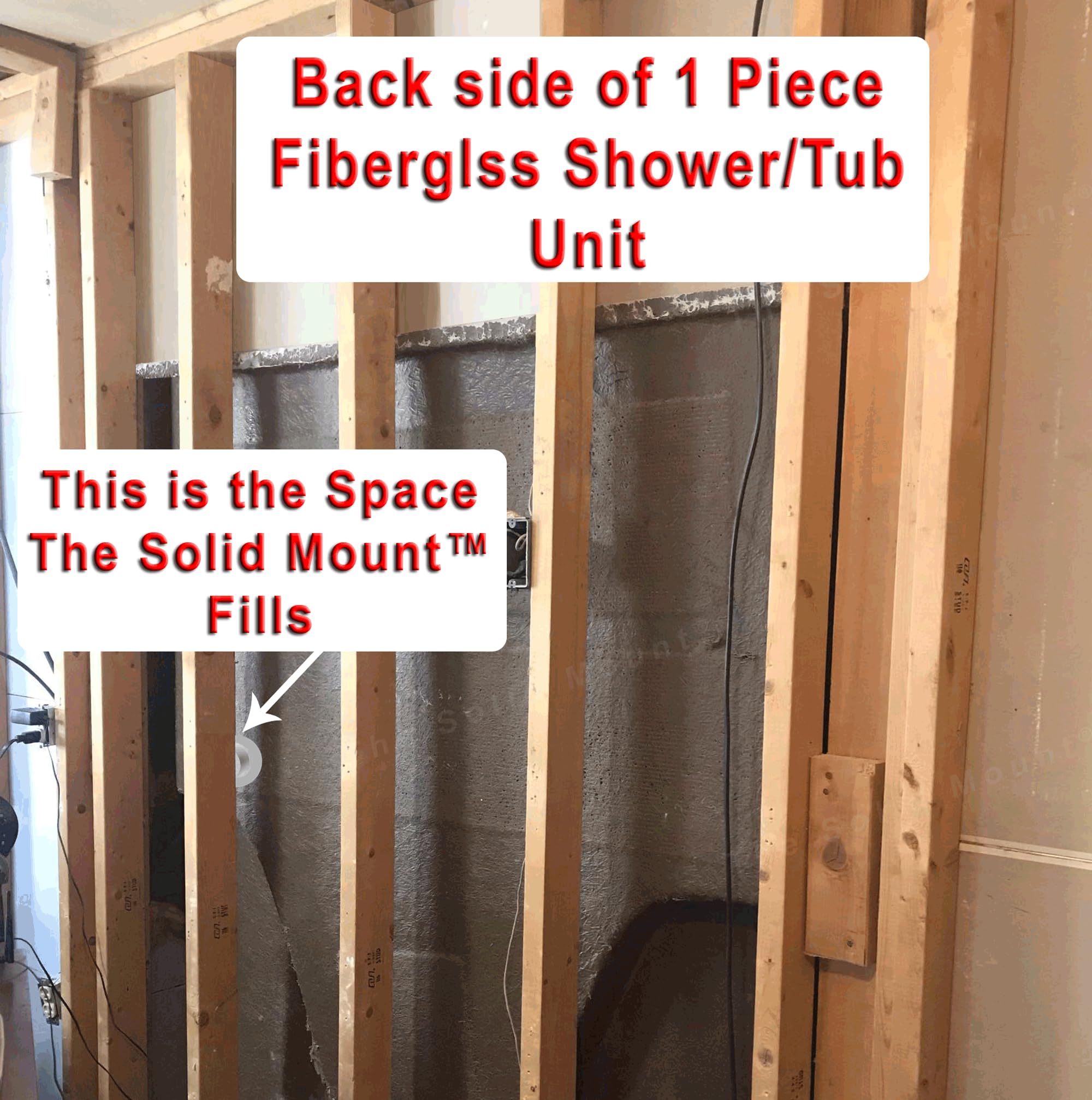 Grab Bar Mounting Kit for Fiberglass Showers. The Solid Mount uses Adj. Spacers for use in most fiberglass showers with wood studs (Only). Solid, Secure, and won’t flex in your shower. Made in the USA
