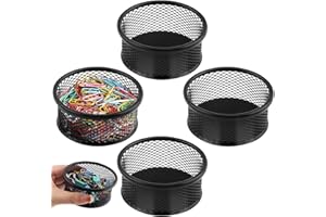 Kryslanix 4PCS Paper Clip Holder,Mesh Paper clip Organizer, Wire Mesh Paperclip Dish Holders,Desktop Round Paper Clips Dispenser for Desk Office Organizer Accessories