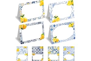 48Pcs Capri Lemon Themed Place Cards Set - Amalfi Coast & Lemon Party Decor for Weddings, Dinner Parties, Bridal Showers - 4 