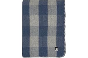 EKTOS Plaid Wool Blanket, 90" x 66", Wool Camping Blankets, Bonfire Blanket (Blue)