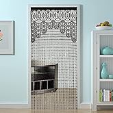 HSYLYM String Door Privacy Lace Curtain Macrame Boho Doorway Window Curtains for Wall Divider Windows Door Covers Decorative Room Separation (35×79in/90×200cm,Black)