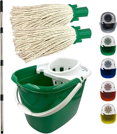 TDBS Floor Mop and Bucket Set 2pc Green with Wringer