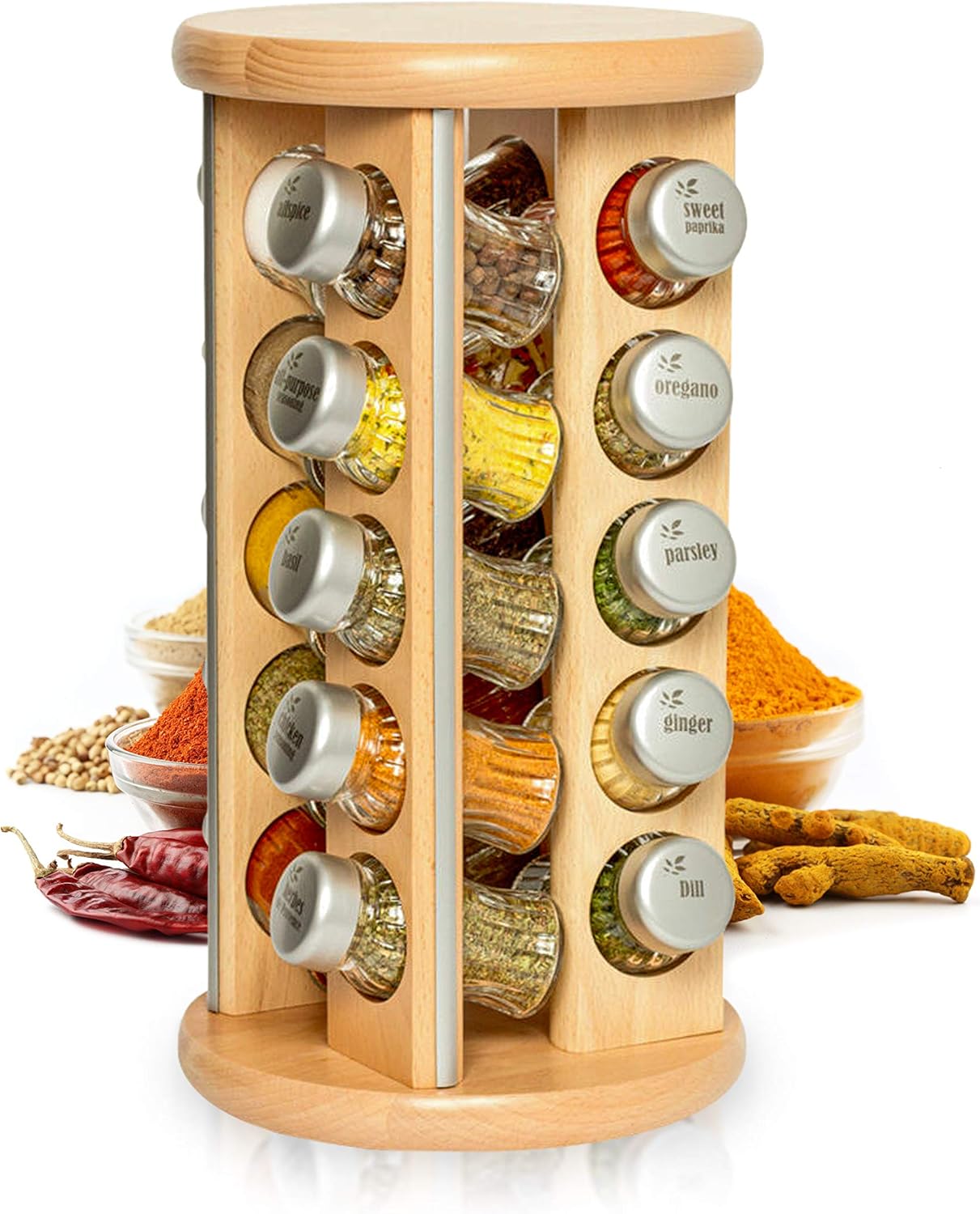 12,16,20 Jars Spice Racks with Spices Included Modern Saving Space