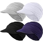 JenPen 4 Pcs Chemo Cancer Cap for Women Breathable Bamboo Newsboy Hat Baseball Cap Soft Headwear for Hair Loss Cancer Patient
