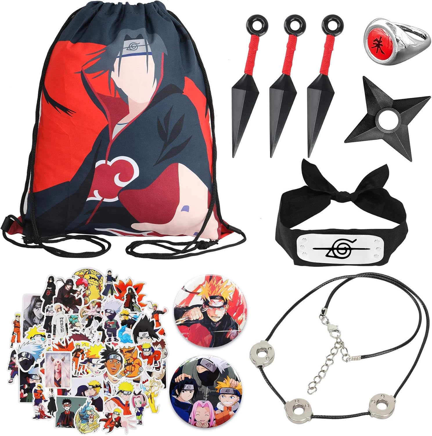 Anime Naruto Gift SetDrawstring Bag/Headband/Ring/Kunai/Necklace
