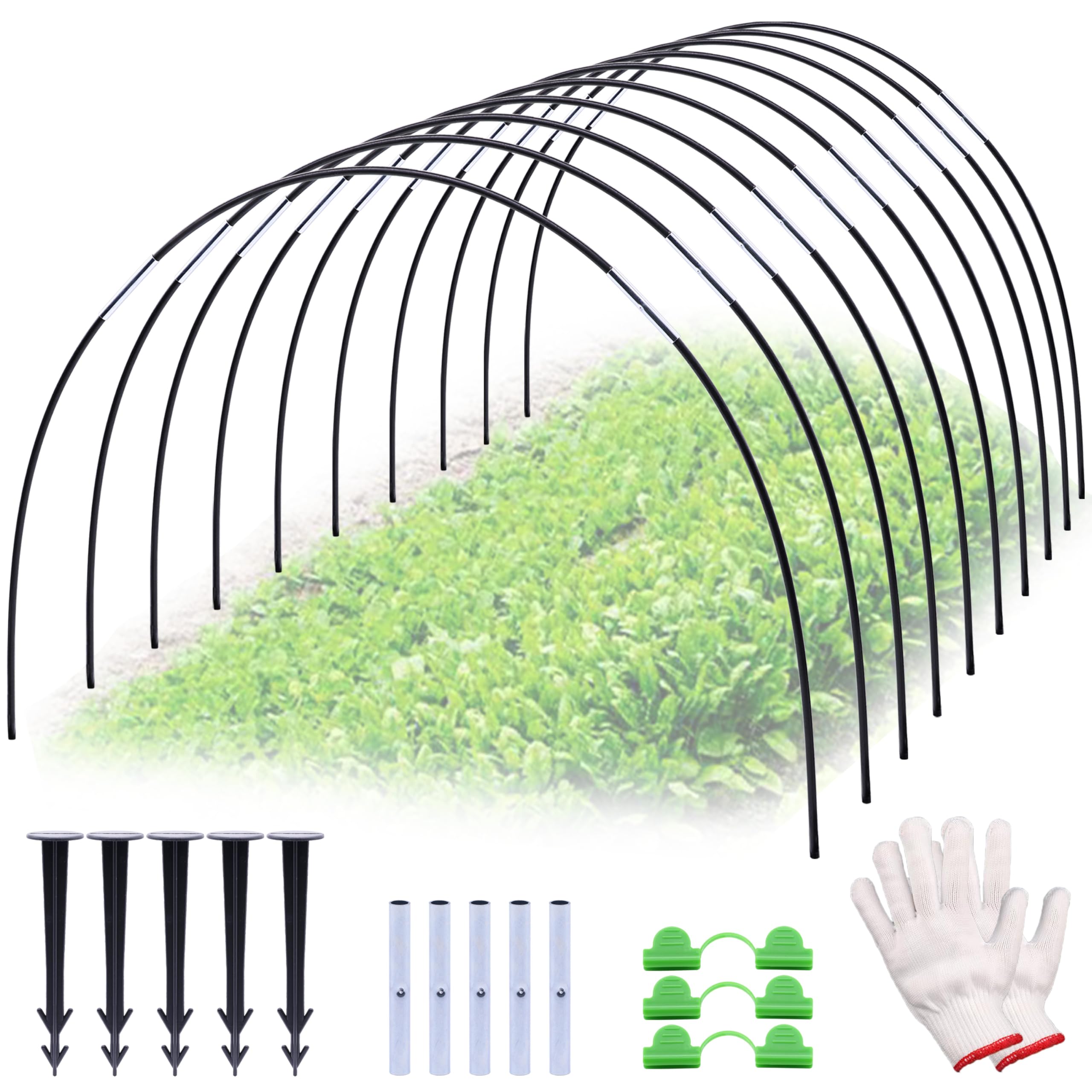 Neegool Plant Tunnel Arches, 30 Pieces Tunnel Arches Raised Bed, Greenhouse Arch Wrapped with 6 mm Plastic, DIY Greenhouse Tyres, Cold Frame Tunnel for Garden, Row Cover, Plants, Fruit, Vegetables