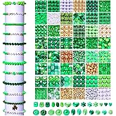 YAHPERN 1500PCS+ St.Patrick’s Day Beads for Jewelry Making, Green Polymer Clay Beads Assorted Acrylic Pearl Bead Gold Spacer Bead for Bracelet Necklace Making DIY Crafts Gifts