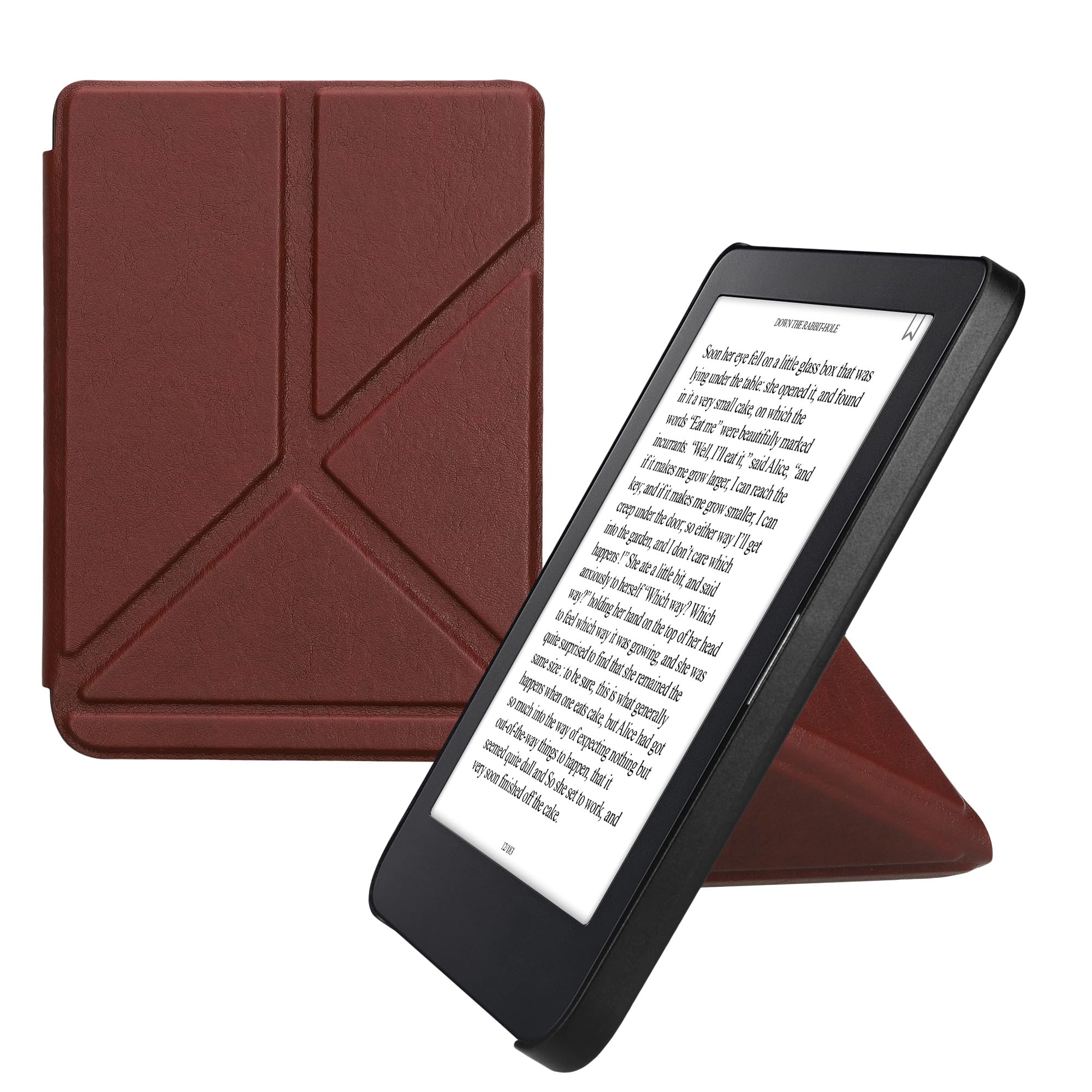 kwmobile Origami Cover for Kobo Clara 2E / Tolino Shine 4 Case - Slim PU Leather eReader Cover with Stand and auto sleep funktion - Berry