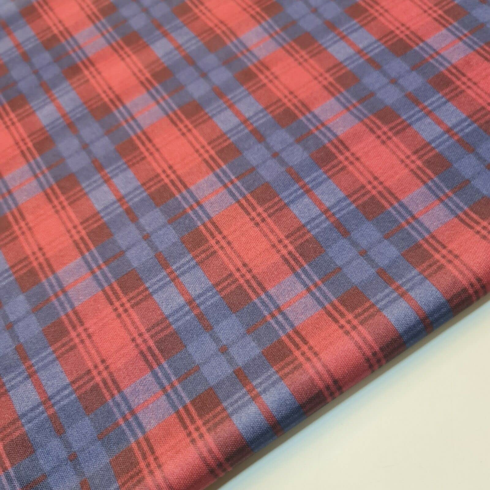 Plain/Printed ITY Spandex Jersey Elastane Stretch Dress Leggings Fabric 58" - 150cm Wide Sold As 1 Meter Pre - Cut Lengths (Blue/Red Tartan)