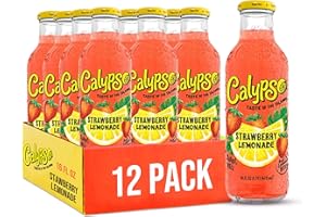 Calypso Lemonade, Strawberry Lemonade, Made with Real Fruit, 16 Fl Oz Glass Bottles (Pack of 12)
