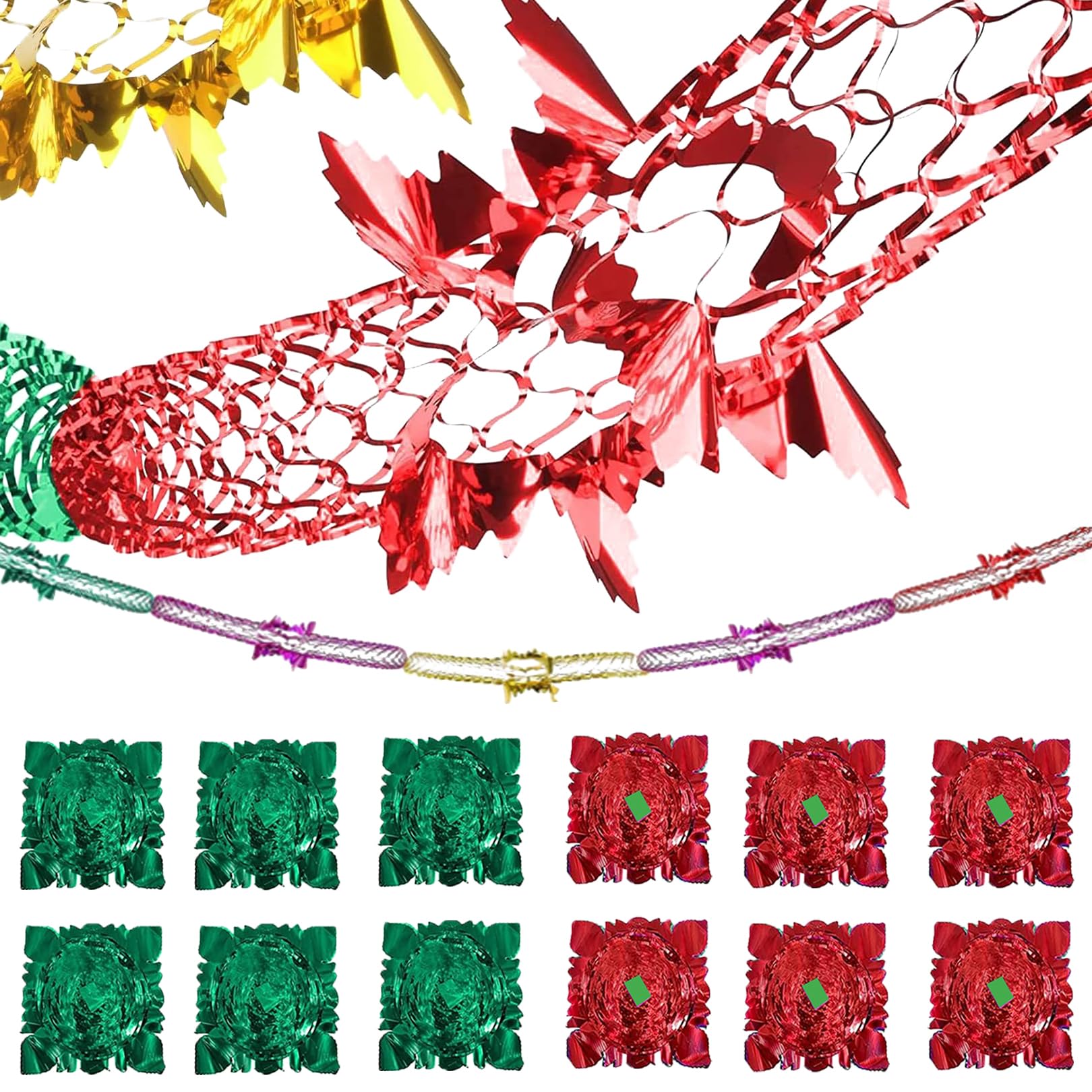 BDBF 12 Pcs Christmas Ceiling Decorations,Christmas Ceiling Garlands,Christmas Hanging Decorations 9ft Christmas Foil Garland Festive Ceiling Hanging Decorations for Xmas Holiday Party Supplies