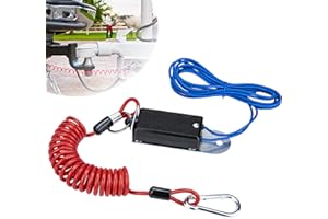 ECOCSTM Trailer Breakaway Switch, with 4 FT Coiled Trailer Brake Away Cable, Trailers Breakaway Kit with Pull Pin Steel Spring Towing Wire, Trailers Emergency Brake Cable for RV Travel Trailers Towing