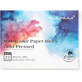 Fuumuui Watercolor Paper Block 9x12 Inch, 100% Cotton Paper Pad, 22 Sheets, Cold Pressed | 140 lb/300gsm Acid-Free for Painting, Drawing, Art Journaling, Professional Artist Quality