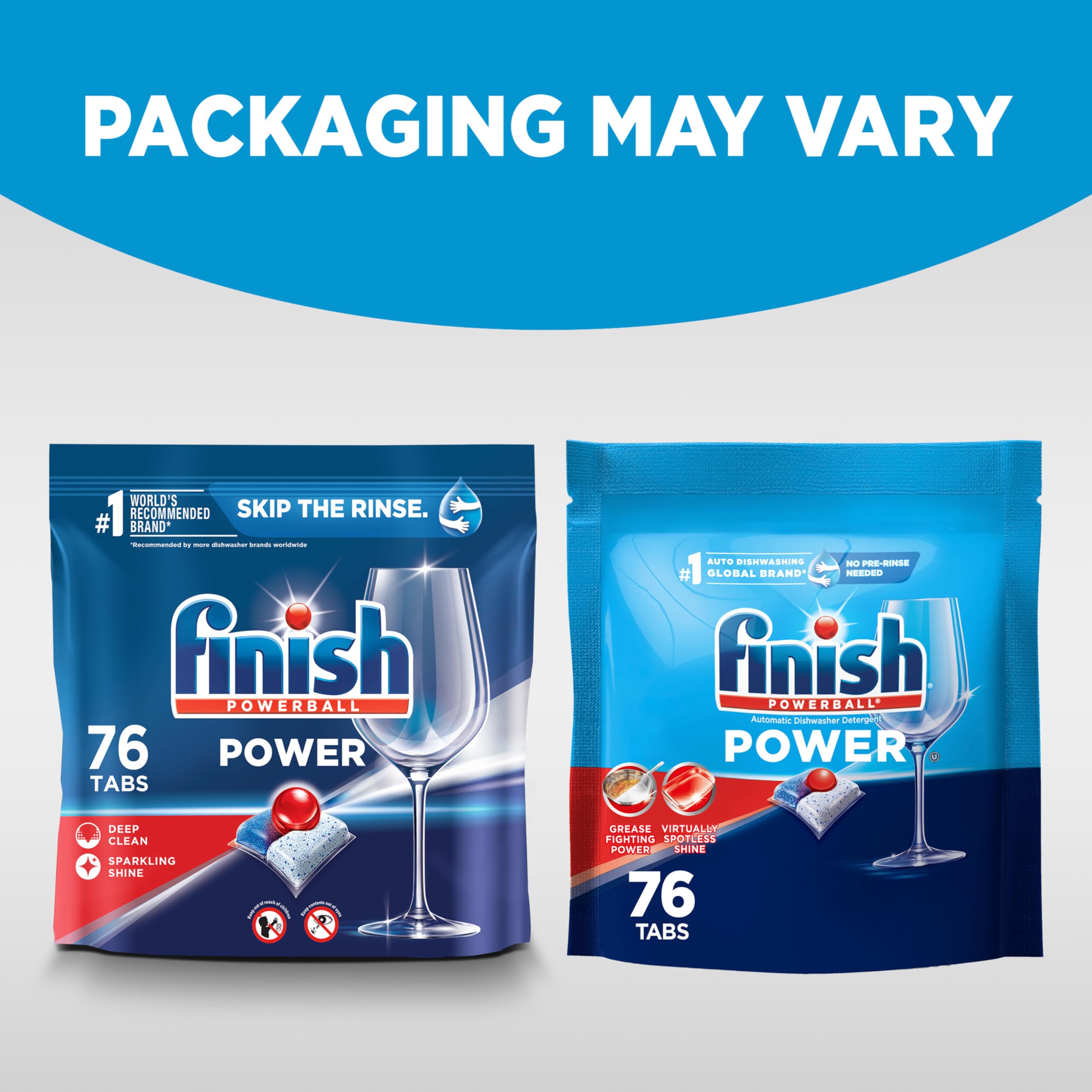 Finish Power Dishwasher Pods, No Pre-Rinse Dishwasher Detergent Soap For Deep Clean & Shine with Degreasing Power, 76 Count