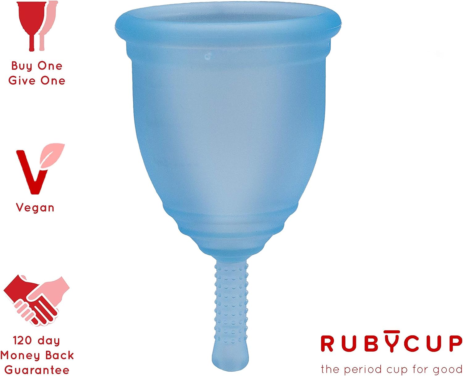 Ruby Cup, Reusable Menstrual Cup, Small (Light Flow), Blue, Includes Cup Donation. Perfect for Beginners. Safe - Image 3