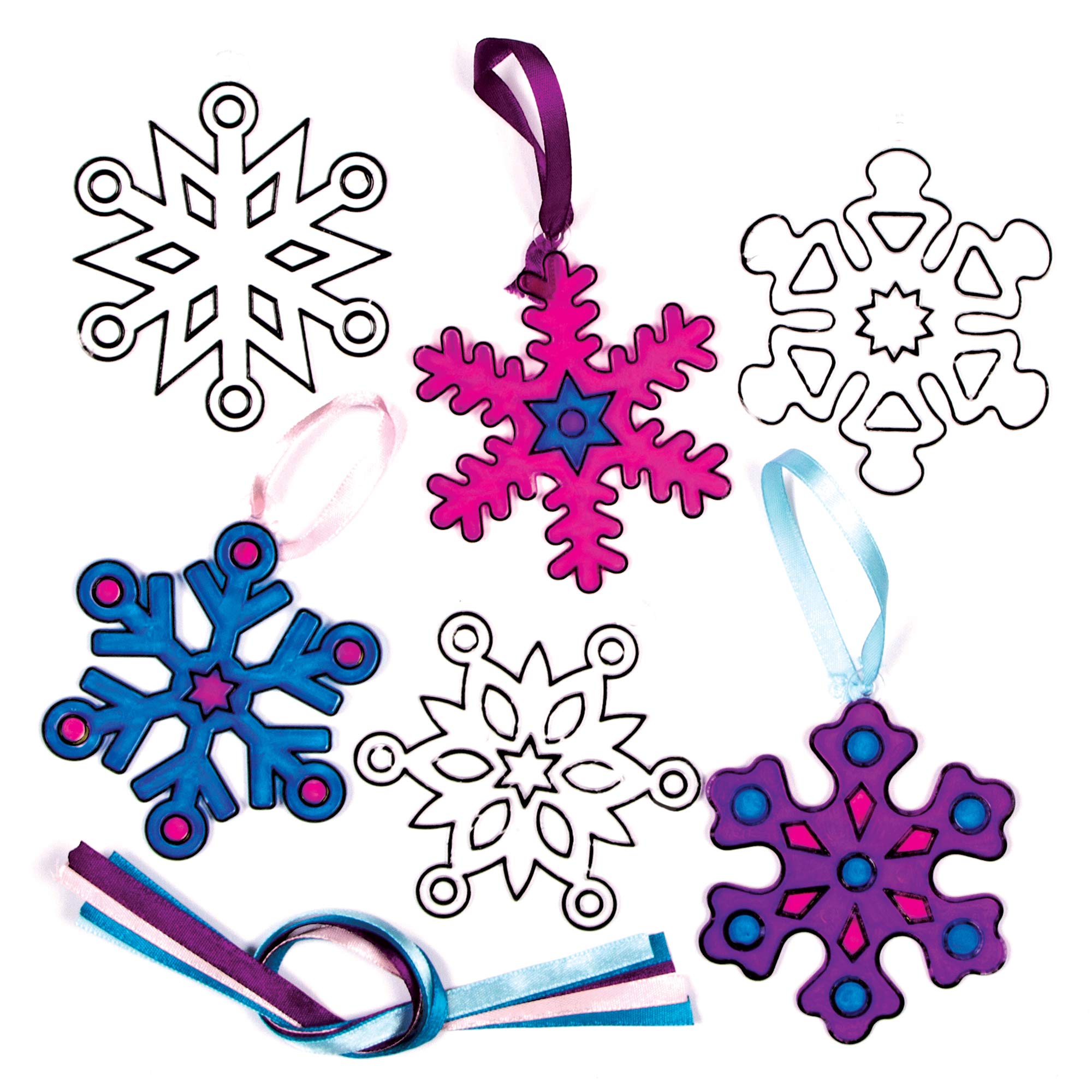 Baker Ross AF743 Snowflake Suncatcher Windchimes Craft Set for Kids to Decorate — Novelty Toys for Children, Perfect Party, Loot or Prize Bag Filler (Pack of 8)