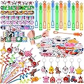 Winrayk 98Pcs Farm Animals Party Favors Barnyard Birthday Supplies, Drinking Straw Mini Bubble Wand Slap Bracelet Keychain Sticker, Goody Bag Stuffer Filler Girl Boy Kids Farm Theme Party Favors Decor