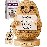 Gift for Aunt - Positive Crochet Potato with 30 Cute Signs for The Best Aunt Ever - Funny Christmas or Birthday Gift Idea for Auntie Appreciation from Niece, Nephew - Auntie Birthday Gifts for Women