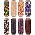 LUNARM Leather Thread 8 Colors, 150D 1mm Waxed Thread Cord for Hand Stitching, Bracelets, Jewelry Making, Bookbinding, Leather Repair