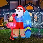 Vivantia Christmas Inflatable Decorations, 6.5 Ft Santa Claus Decoration Outdoor with Air Blower LED Lights Blow Up Garden Decor for Yard Christmas Party Supplies