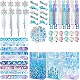 Vanblue 122PCS Frozen Party Favors Winter Snowflake Theme Birthday Decorations Princess Goodie Bag Stuffers Birthday Supplies Set for Girls, Pinata Filler Classroom Prize Gift Rewards