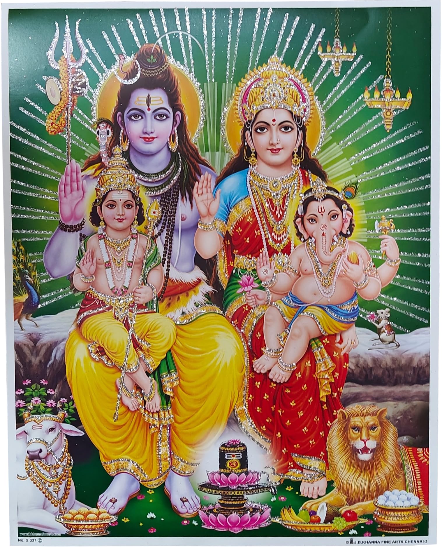 Rastogi Handicraft Best Of Indian Reprint Hindu God Poster/Picture With Unframed (Shiva-Parivar-Ji-11 X9)