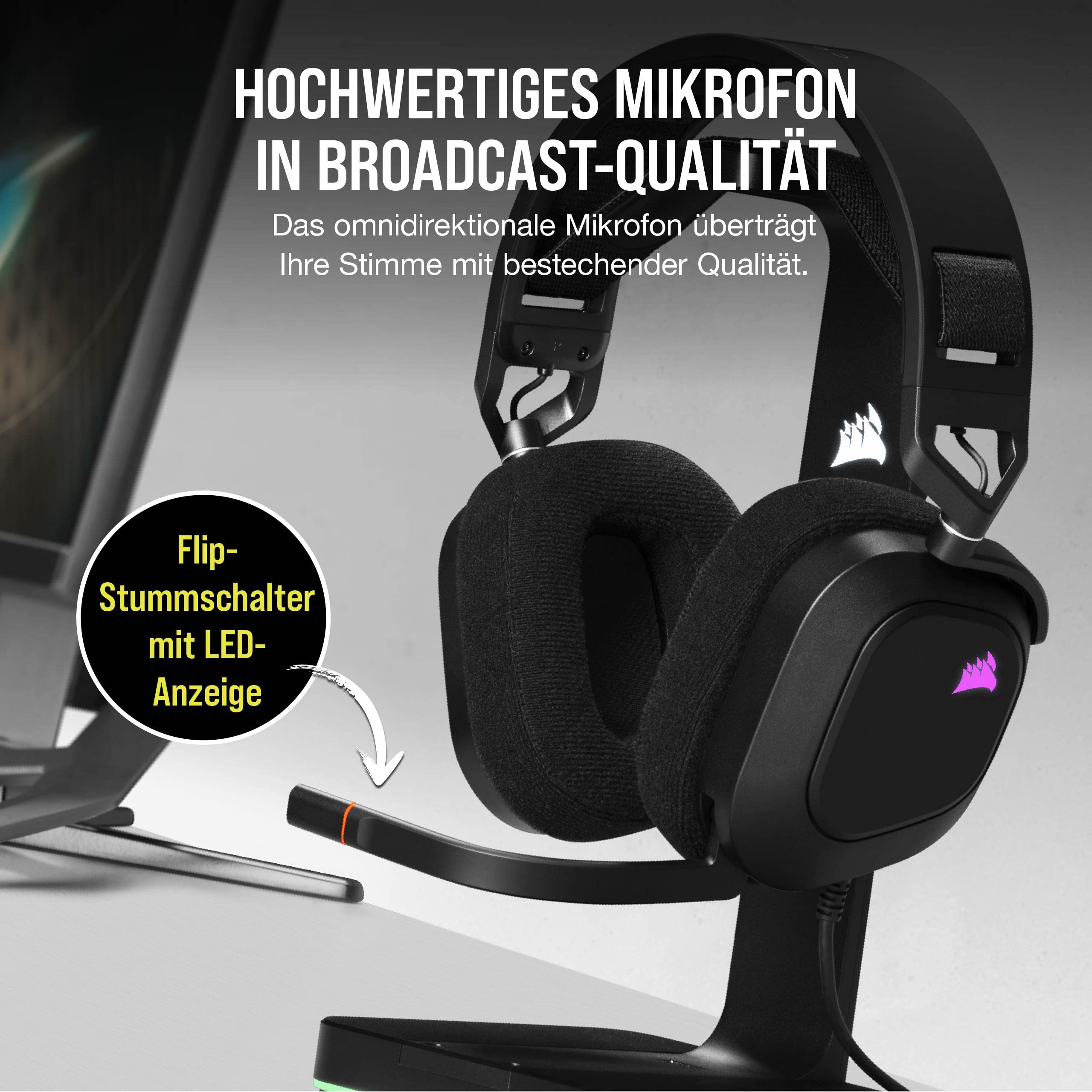 Corsair HS80 RGB USB Gaming-Headset - Schwarz 3