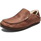 OLUKAI Moloa Slipper, Men's Premium Leather Slip-On Shoes, Soft Genuine Shearling Lining & Gel Insert, Drop-In Heel & All-Day Comfort