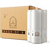 Alumenza 7 Day White Candle in Glass Jar – Clean Burning Unscented Paraffin Wax – Large & Tall Devotional Prayer Candles for Home, Church, Memorial, Rituals, Spells, Long Lasting Bulk 3 Pack
