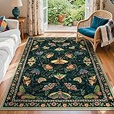 Lahome Bug Washable Rug 5x7, Insect Soft Dining Room Rugs for Under Table, Whimsical Faux Wool Green Carpet for Bedroom, Vintage Stain Resistant Living Room Carpets