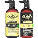 PURA D'OR Advanced Therapy Biotin Shampoo & Conditioner Hair Care Set For Hair Thinning, CLINICALLY TESTED Effective Results, Herbal Hair Thickening Products For Women & Men, 16oz x2