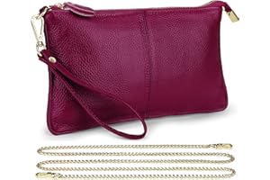 Uromee Wristlet Wallet Clutch Purses for Women Genuine Leather Crossbody Bag Handbag with Detachable Shoulder Chain