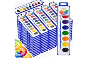 Shuttle Art 8 Colors Watercolor Paint Set Bulk, 60 Pack Watercolor Paint with Paint Brushes & Color Wheels for Kids and Adult