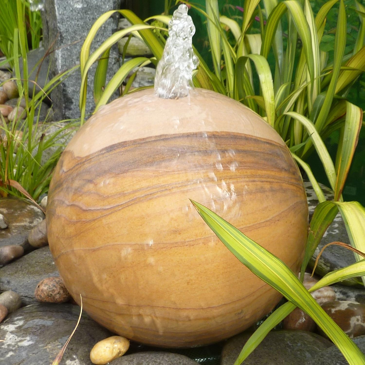 Rainbow Sandstone 50cm Natural Sphere Garden Water Feature Amazon.co