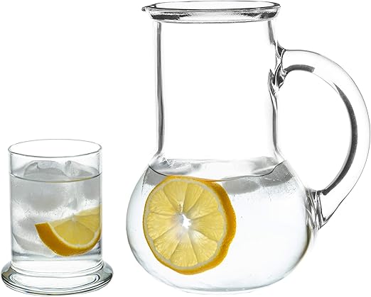 Amazon Com Bedside Water Carafe With Glass Set Of 2 Use In Bedroom Bathroom Or Home And Kitchen Use Cup As Lid Lead Free Glass Glassware Drinkware