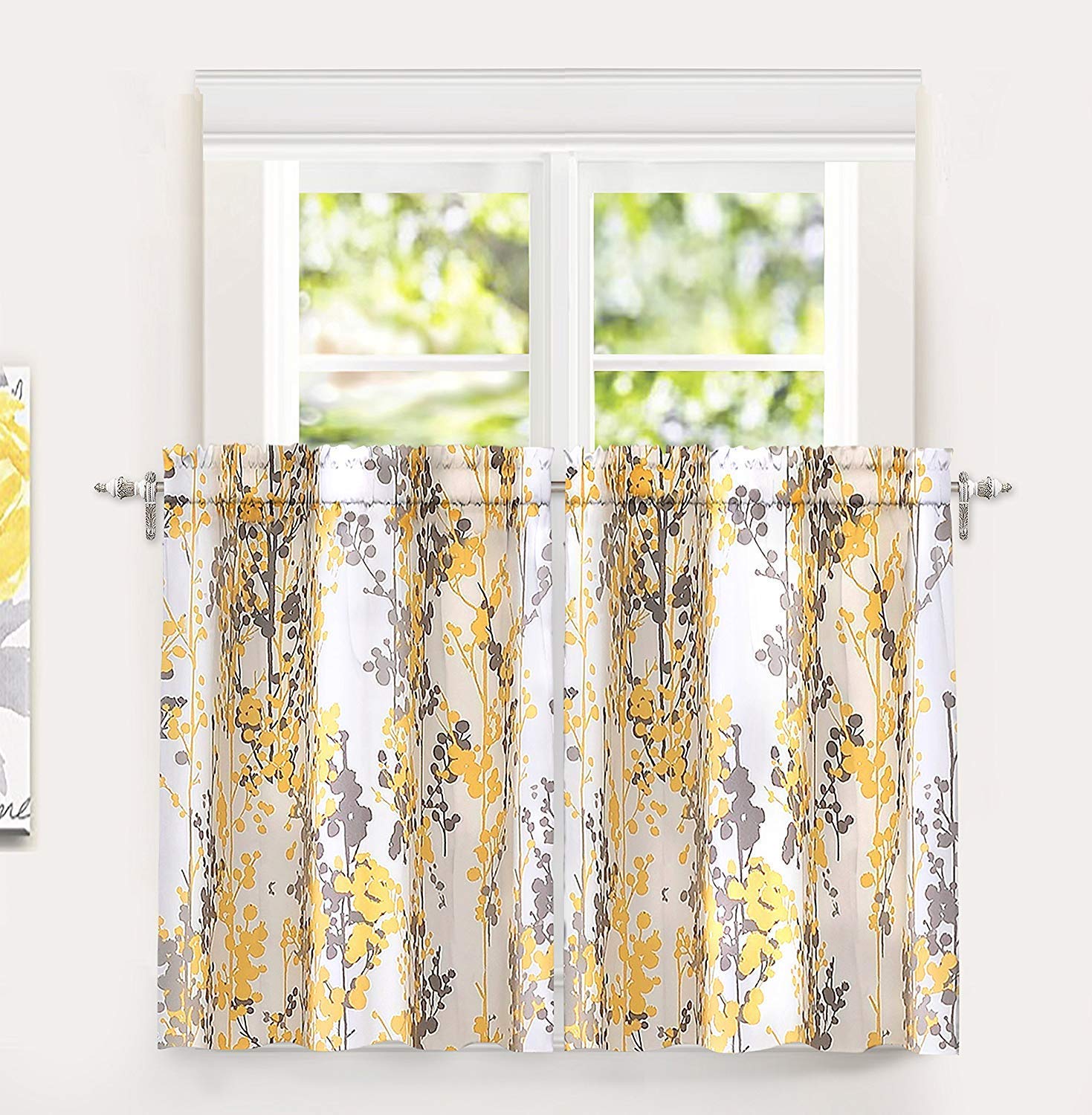Best Grey And Yellow Kitchen Curtains