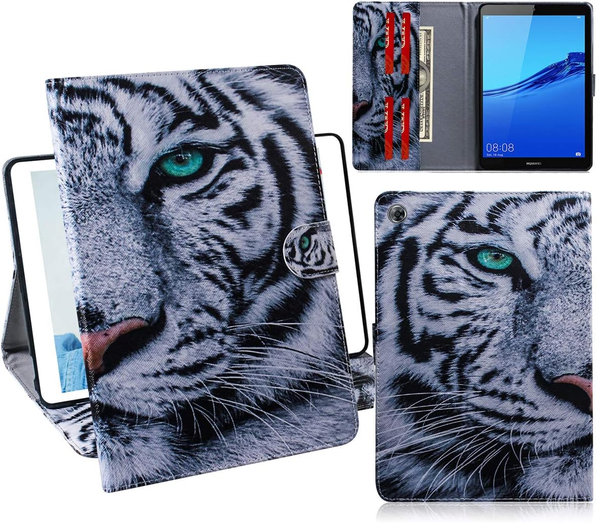 DodoBuy Huawei MediaPad M5 Lite 8" Case PU Leather with Soft TPU Back Cover Wallet Stand Credit Card Slots Cash Holder Magnetic Clasp for Huawei MediaPad M5 Lite 8" - Tiger