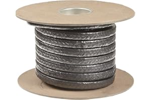 PALMETTO PACKINGS Palmetto 1030AF Series Graphite Impregnated Kynol/Aramid Compression Packing Seal, Dull Gray, 5/8" Square, 10' Length