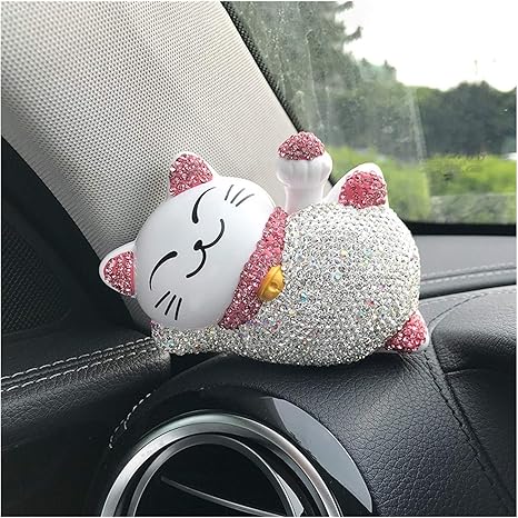Amazon Co Jp 車の飾り 新しい猫揺れハンドカーの装飾品高級クリスタル自動インテリア装飾ラインストーン飾り車の中に配置された Color Name Pink ホーム キッチン