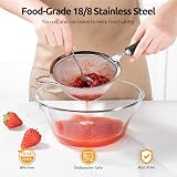 U-Taste 12cm Sieve Strainer 18/8 Stainless Steel with Silicone Handle, Black view 3