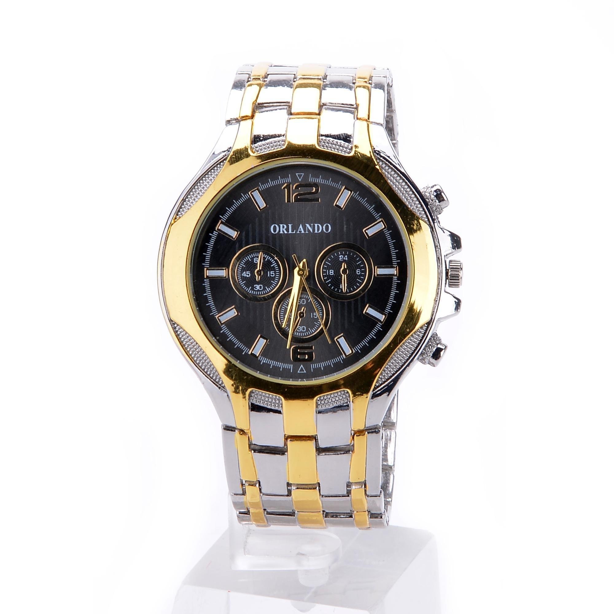 Opino Men\'s Fashion Sport Stainless Steel Belt Quartz Watch Wristwatches, Classic Business Casual Wrist Analog Watches Roman Numeral Dress Waterproof Watch - Black_1